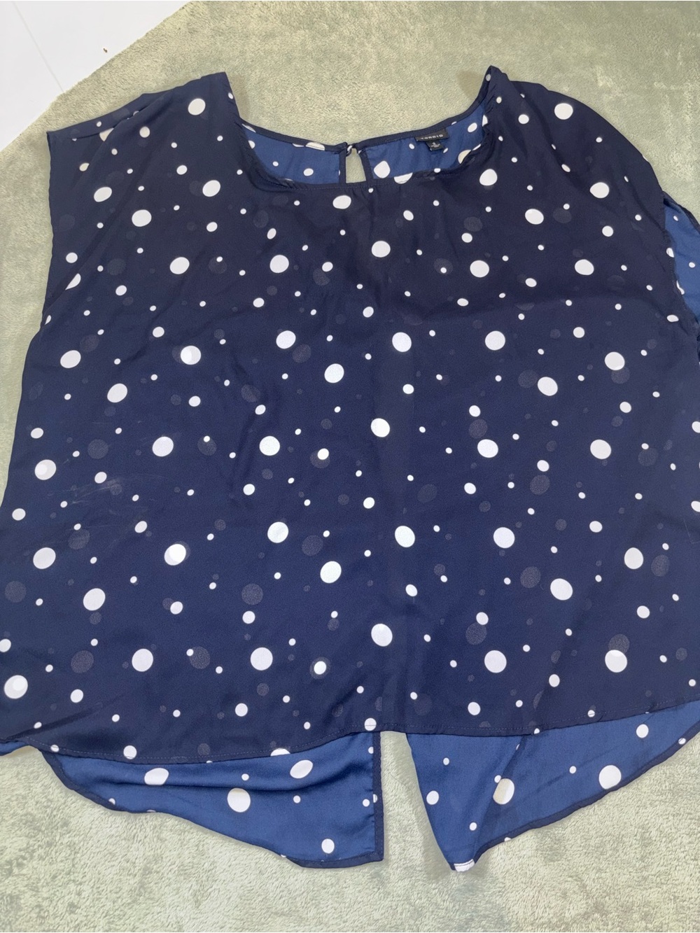 Torrid Navy Blue Polka Dot Split Back Blouse 3X